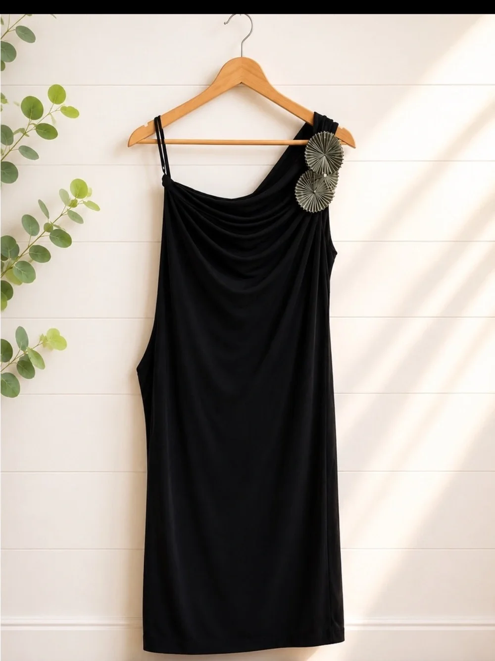 Tory Burch Black Silk One Shoulder Cocktail Dress S NWOT